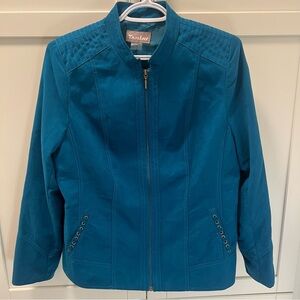 Vintage TANJAY Petite Teal Blazer | Suede-Like Textured Fabric | Women's Sz 12